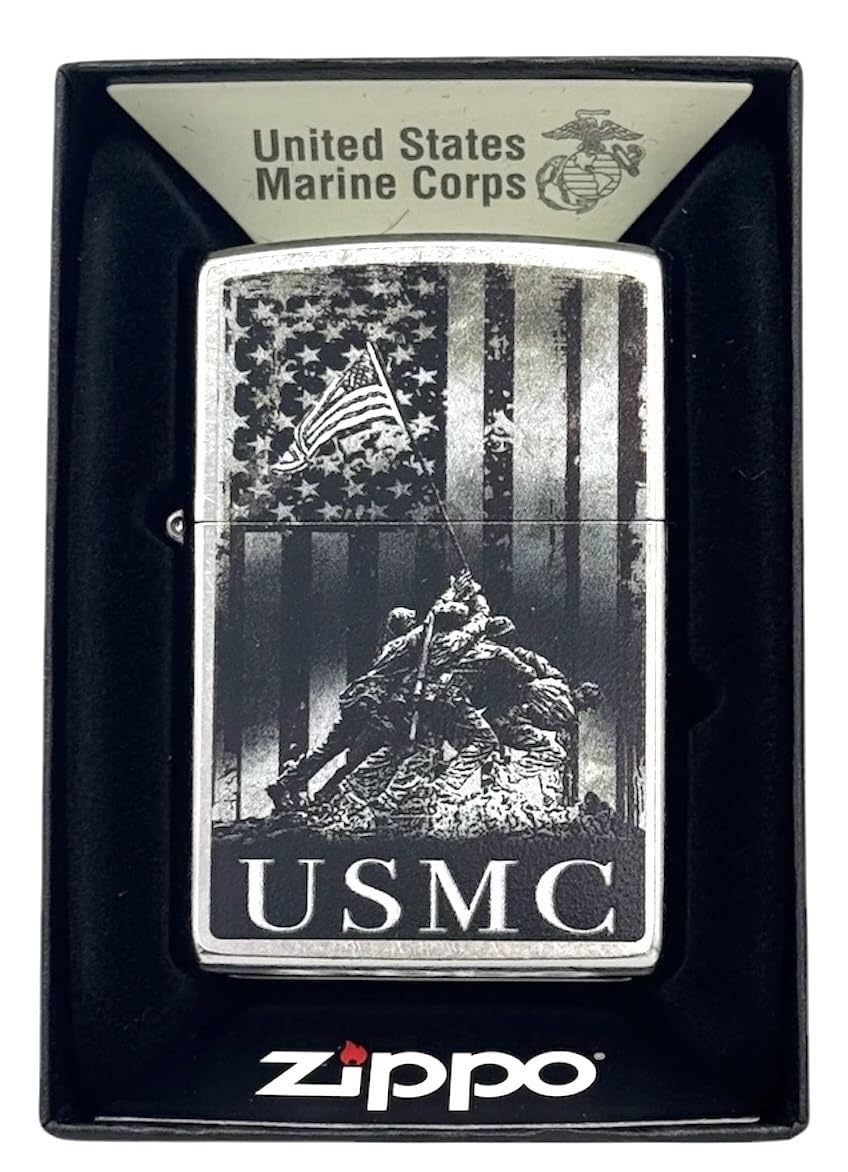 Custom Personalized Zippo U.S. Marine Corps Classic Windproof lighters - Free Engraving - Christmas, Halloween & Valentines Day Gift (Brush BK)