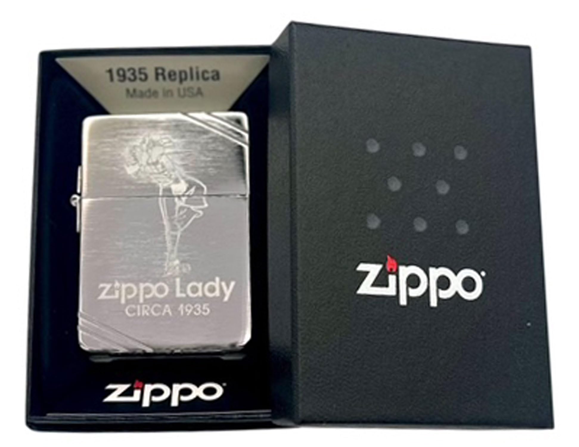 Custom Personalized Zippo Classic Windy Girl Windproof Oil Lighters - Engraving - Christmas, Halloween & Valentines Day Gift (Sl Silver)