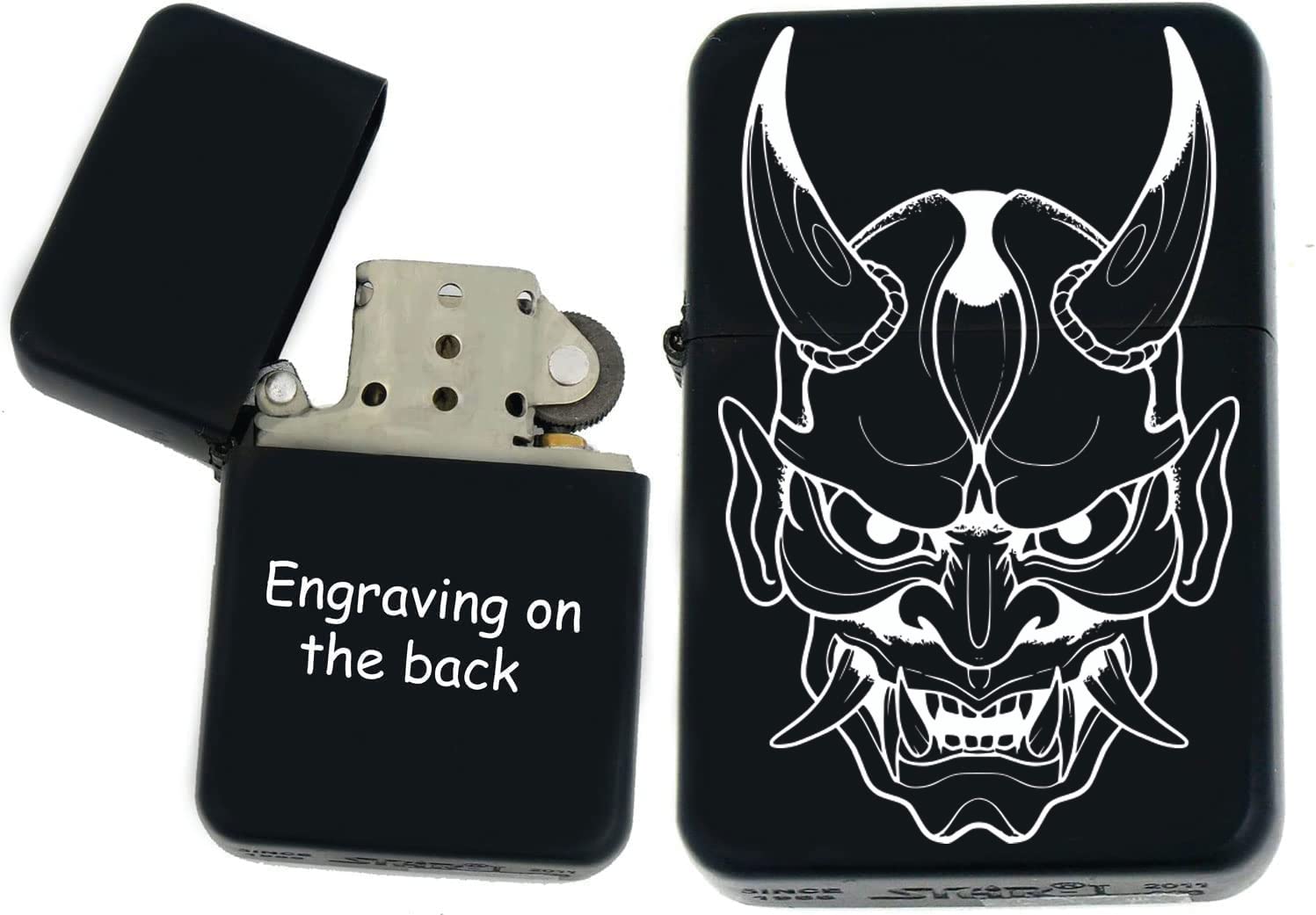 Custom Personalizied Japanese Mask Oni Demon Kabuki Unique Collectible s Infinity Black Matt Windproof Lighters! (S-5) - Christmas, Halloween & Valentines Day Gift