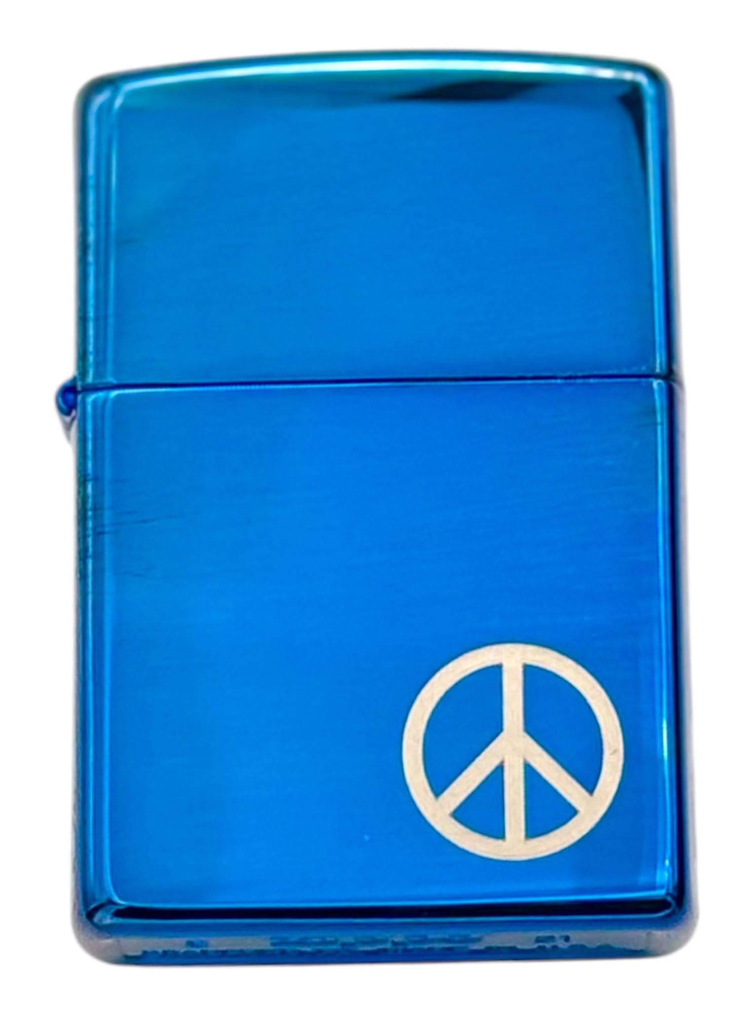 Personalized Zippo Windproof Sapphire Blue Peace Lighter, with Peace Sign
