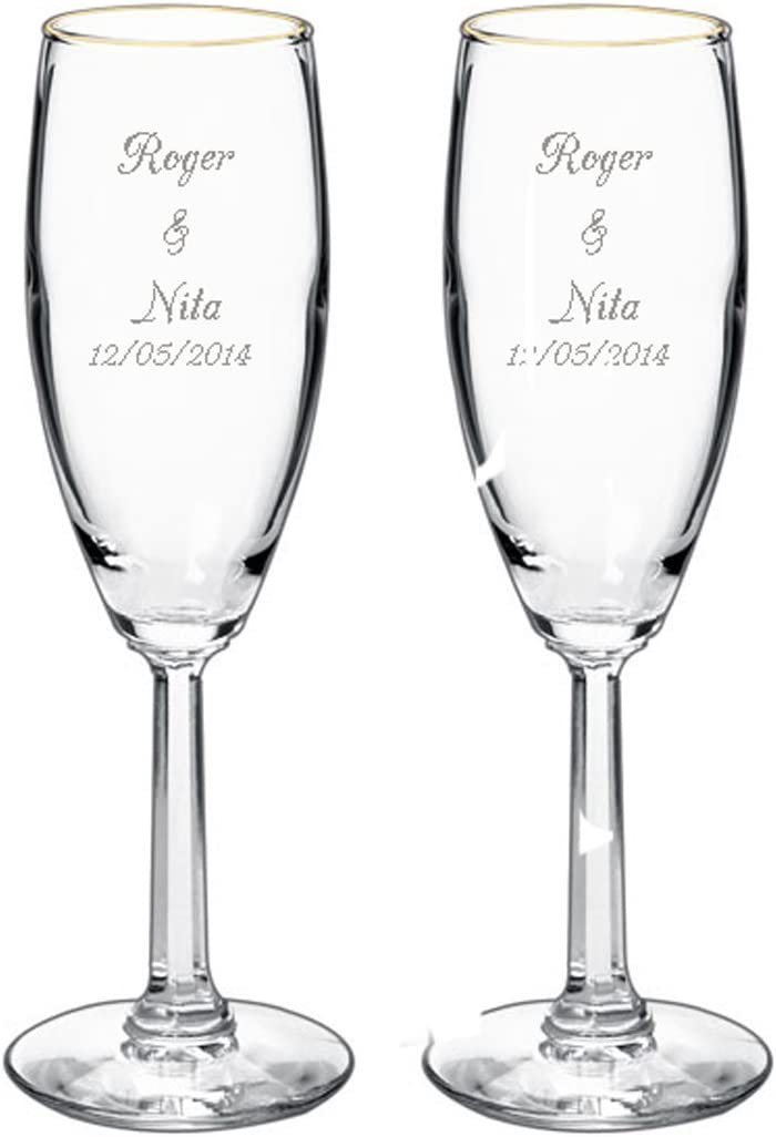 Personalized Champagne Glasses, Wedding gift, The Crystal Shoppe.