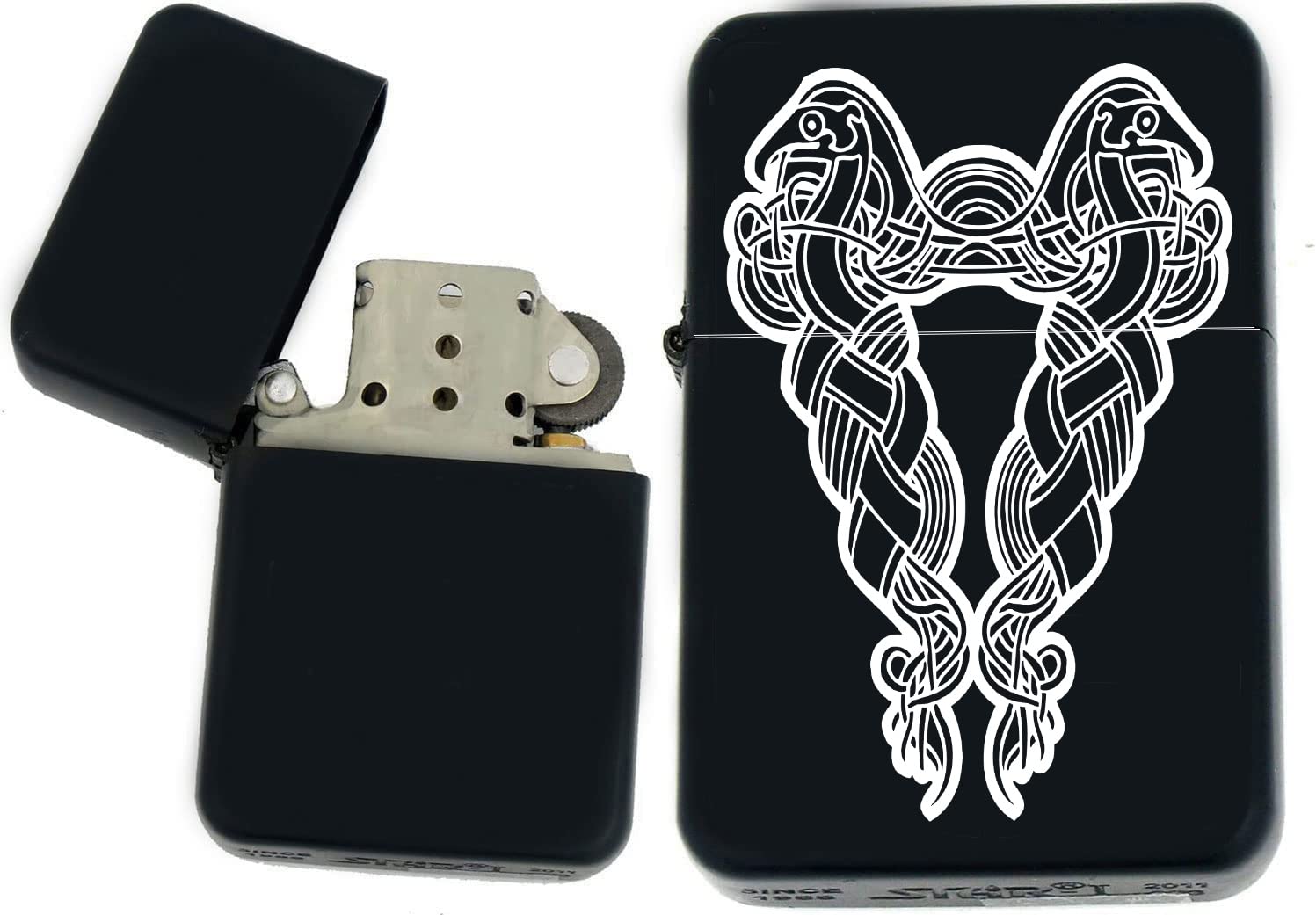 Celtic Knot and Viking Designs Laser Engraved Unique Collectible s Infinity Black Matt Windproof Lighters! (V-44) - Christmas, Halloween & Valentines Day Gift