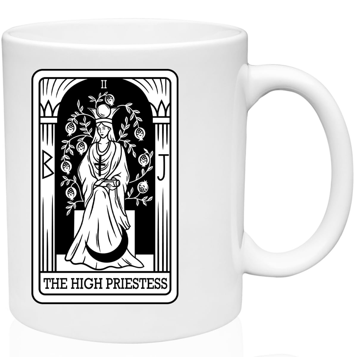 GIFTS INFINITY Tarot Card - 24 Major Arcana Cards Available 11 oz. Traditional Ceramic Custom Mugs (The High Priestess)