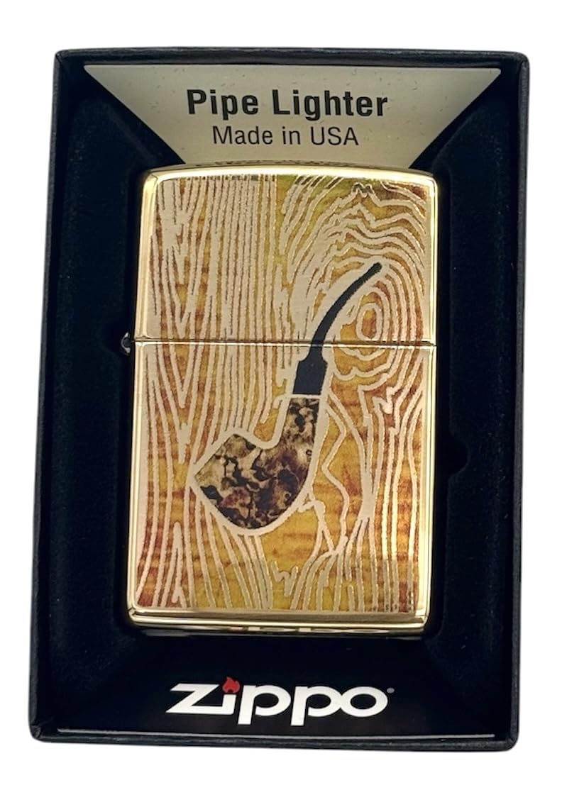 Personalized ZIPPO Classic Pipe Windproof Oil Lighter Engraving (Gold OR)
