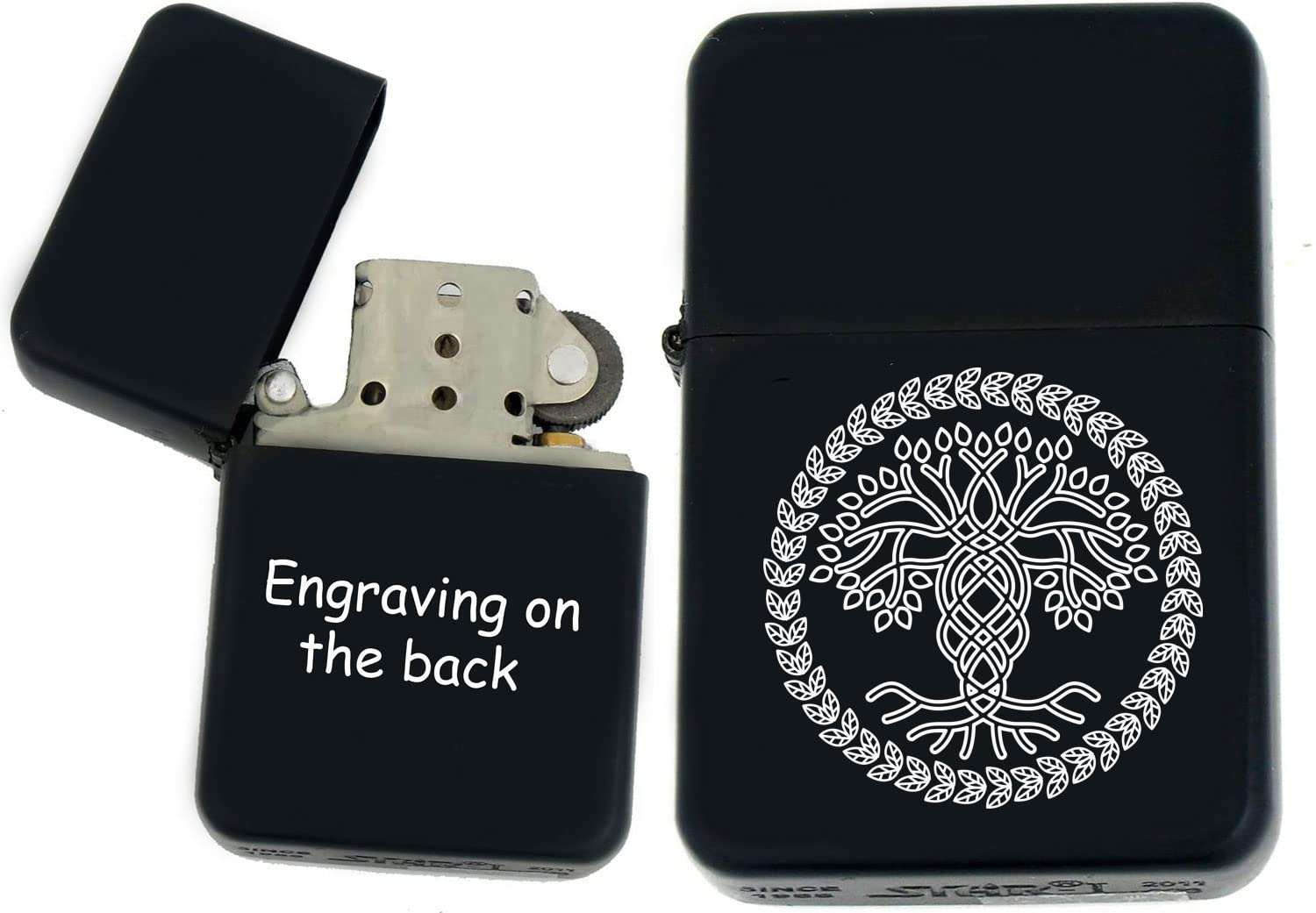 Groomsman Personalized Windproof Tree of Life Black Matt Lighter - Laser Engraving (TF-8) - Christmas, Halloween & Valentines Day Gift
