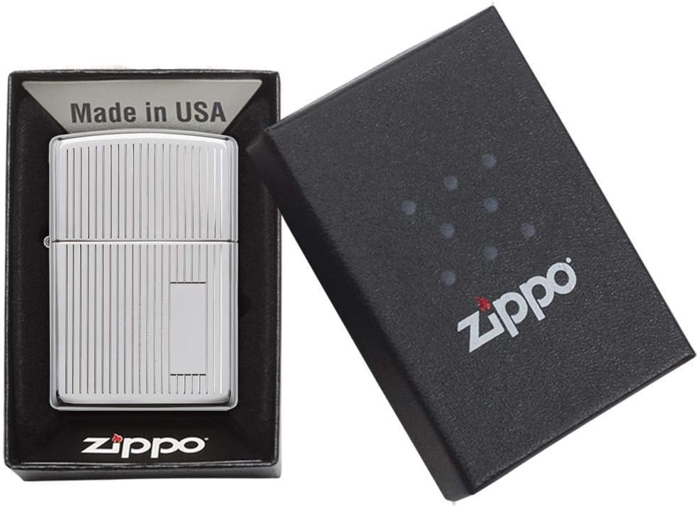 Personalized The Striped Design HIGH Polish Chrome ZIPPO Lighter - Free Engraving