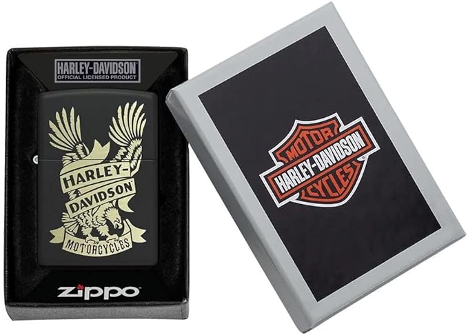 Personalized Zippo Lighter Black Matt Retro- Inspired Harley Davidson 49826
