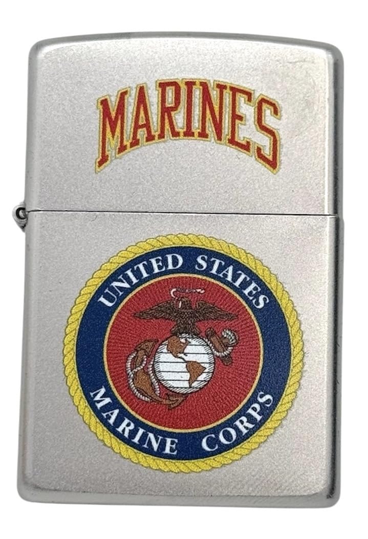 Custom Personalized Zippo U.S. Marine Corps Classic Windproof lighters - Free Engraving - Christmas, Halloween & Valentines Day Gift (Satin CL)