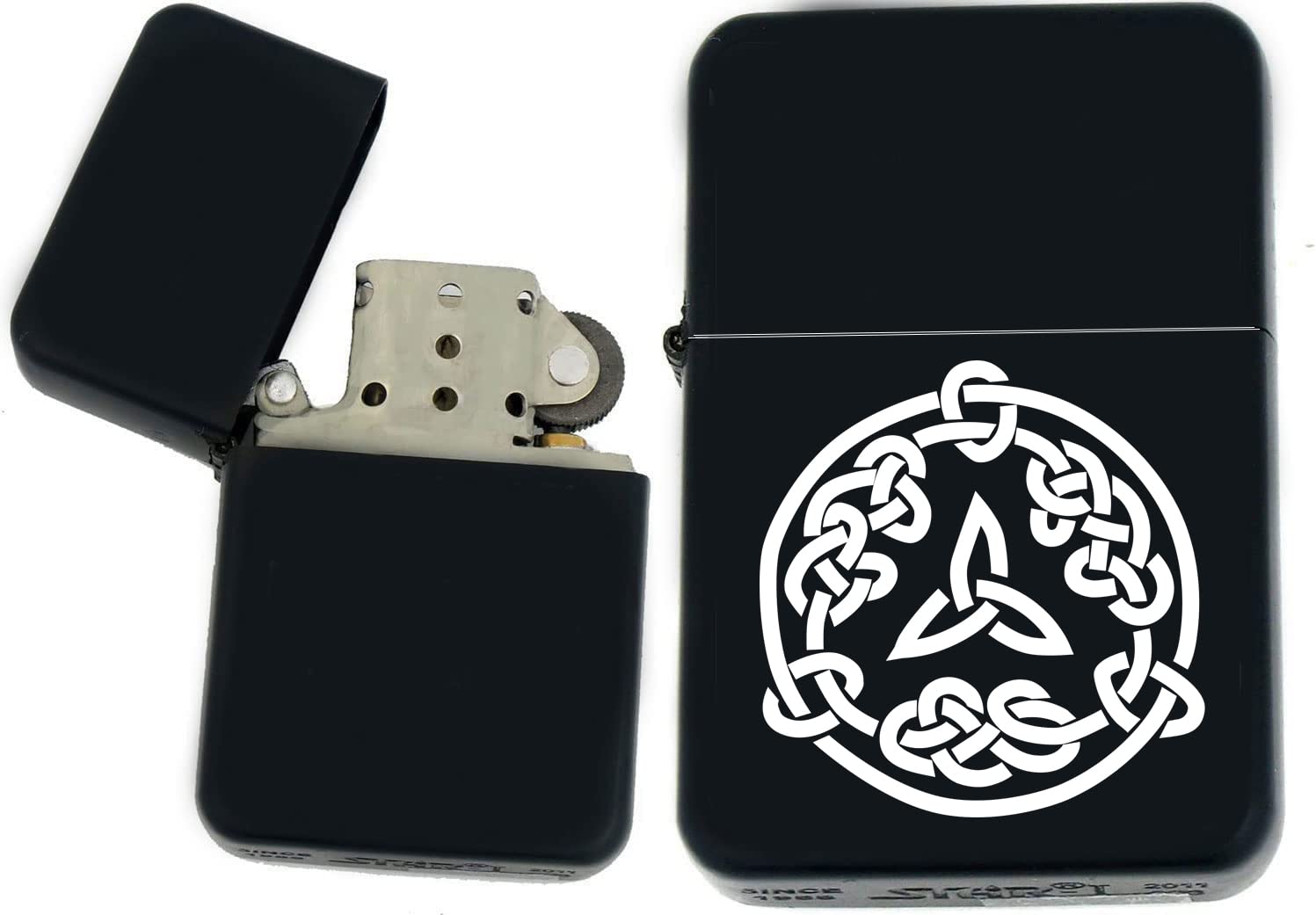 Celtic Knot and Viking Designs Laser Engraved Unique Collectible s Infinity Black Matt Windproof Lighters! (V-23) - Christmas, Halloween & Valentines Day Gift