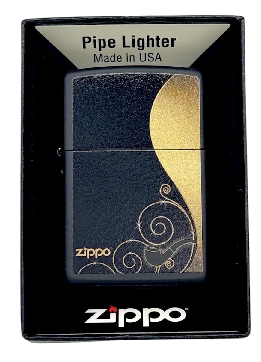 Personalized ZIPPO Classic Pipe Windproof Oil Lighter Engraving (Black Gold)