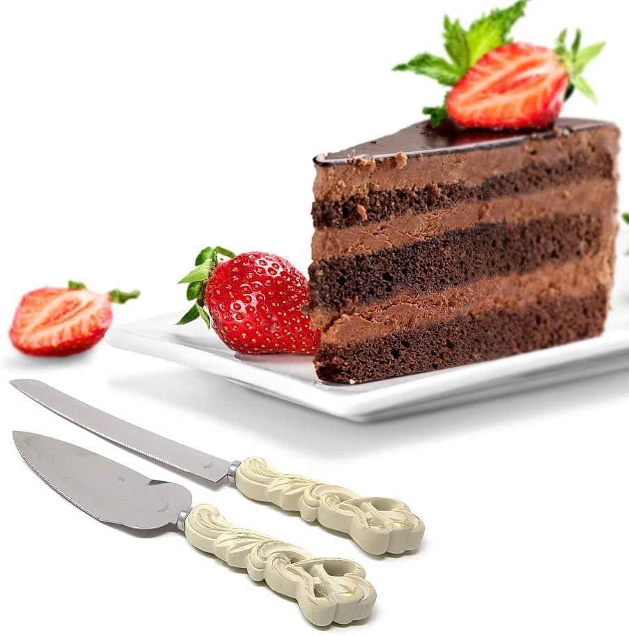 GIFTS INFINITY - Personalized Wedding Cake Knife and Server Set, Free Engraving – Plastic