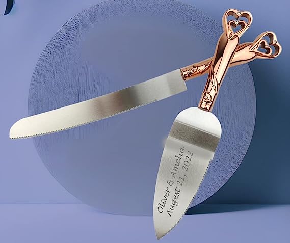 Personalized Rose Gold Wedding Cake Knife
