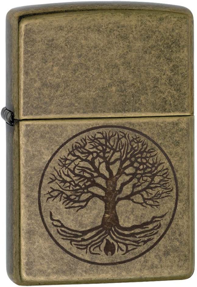Personalized Zippo Lighter Classic Tree of Life Antique Brass