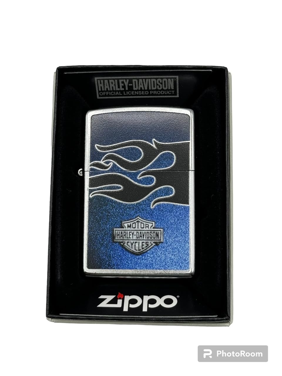 Personalized Zippo Harley-Davidson Windproof Oil Lighter Engraving - Christmas, Halloween & Valentines Day Gift (Blue Flames)