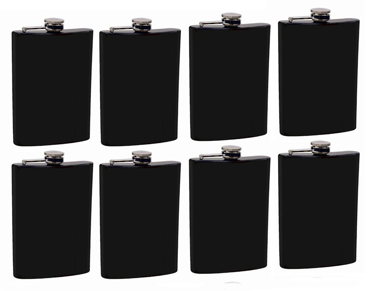 Gifts Infinity® Personalized 8oz Black Stainless Steel Groomsman, Bridesmaid Flask - Engraved (8, 8oz)