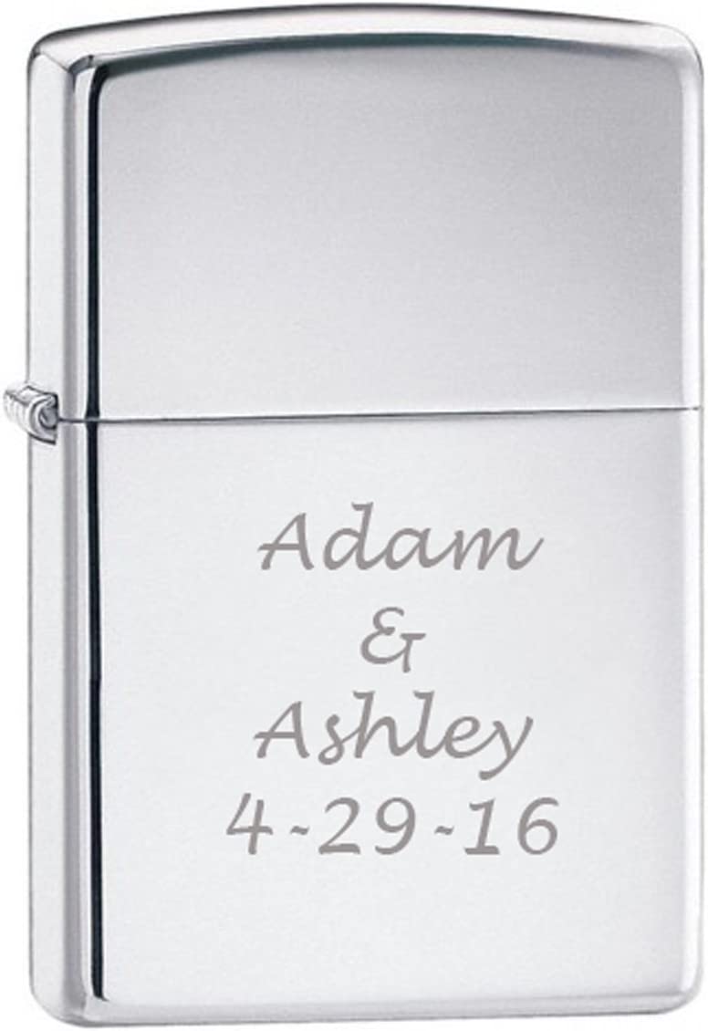 Zippo - Personalized High Polish Chrome Lighter - Free Laser Engraving - Silver/Metal