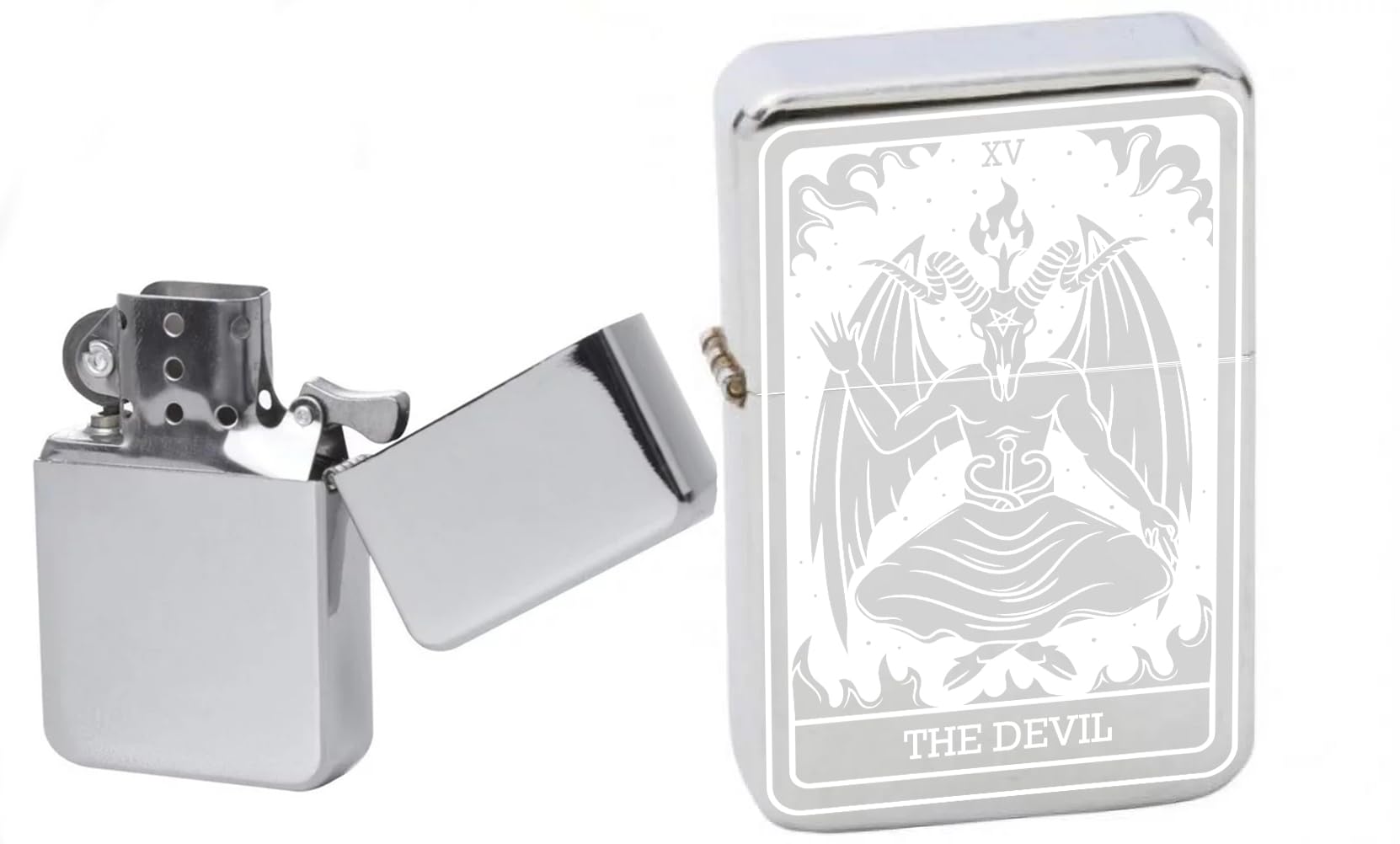 Custom Tarot Card - Major Arcana Cards Available Unique Collectible s Infinity Chrome Laser Engraved Windproof Lighters! (The Devil) - Christmas, Halloween & Valentines Day Gift