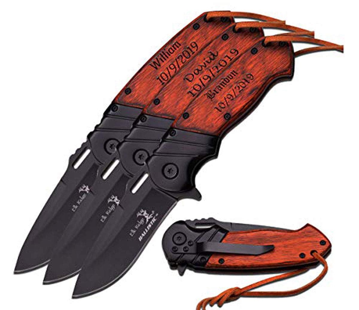 GIFTS INFINITY Personalized Engraved Pocket Folding Knife - Groomsmen Wedding Party Monogrammed (A-003BW-3)