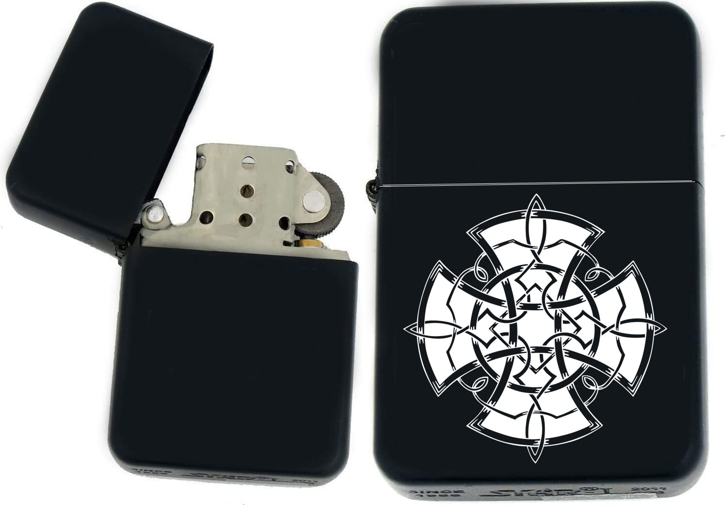 Celtic Knot and Viking Designs Laser Engraved Unique Collectible s Infinity Black Matt Windproof Lighters! (V-19) - Christmas, Halloween & Valentines Day Gift