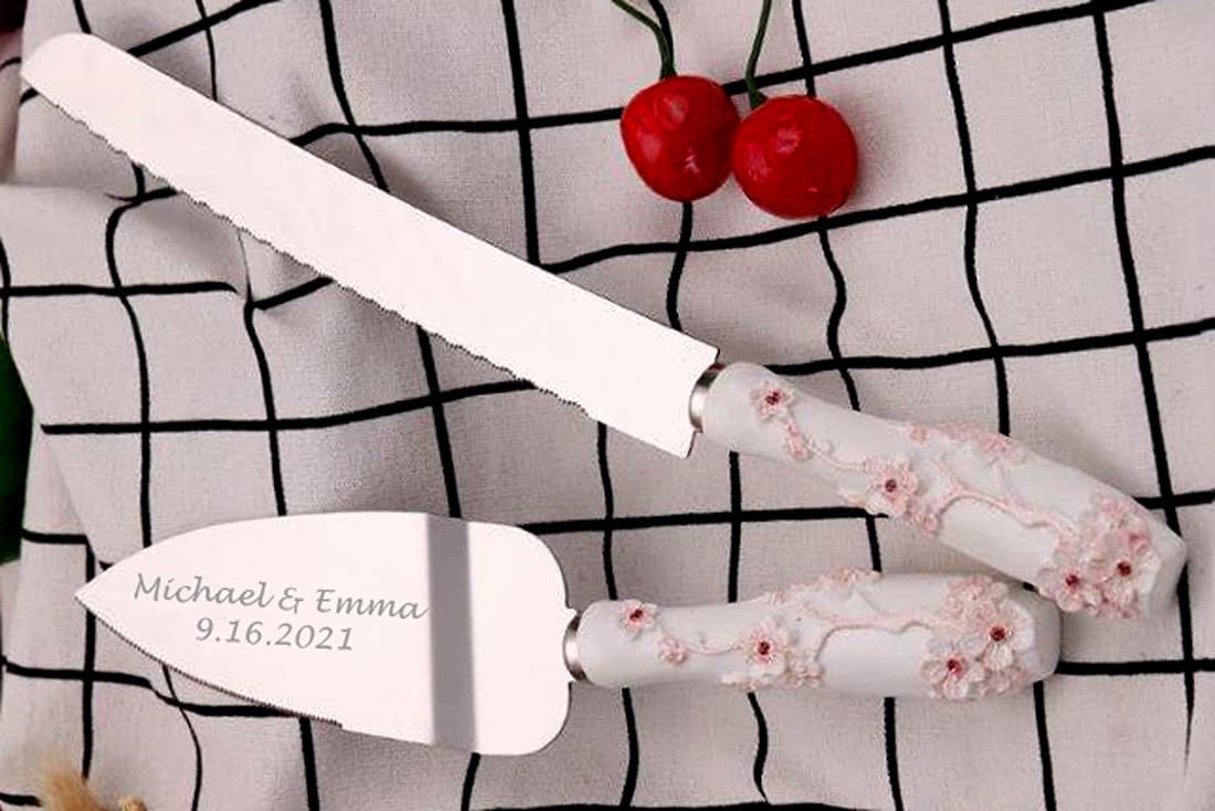 GIFTS INFINITY - Personalized Wedding & Birthday Cake Knife Server Set Free Engraving