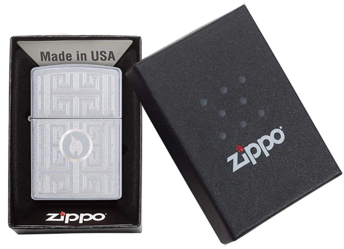 Personalized American Classic Elegant Design Lighter Zippo - Free Engraving - Christmas, Halloween & Valentines Day Gift (Brush Silver)