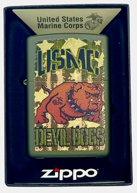 Custom Personalized Zippo U.S. Marine Corps Classic Windproof lighters - Free Engraving - Christmas, Halloween & Valentines Day Gift (Green)