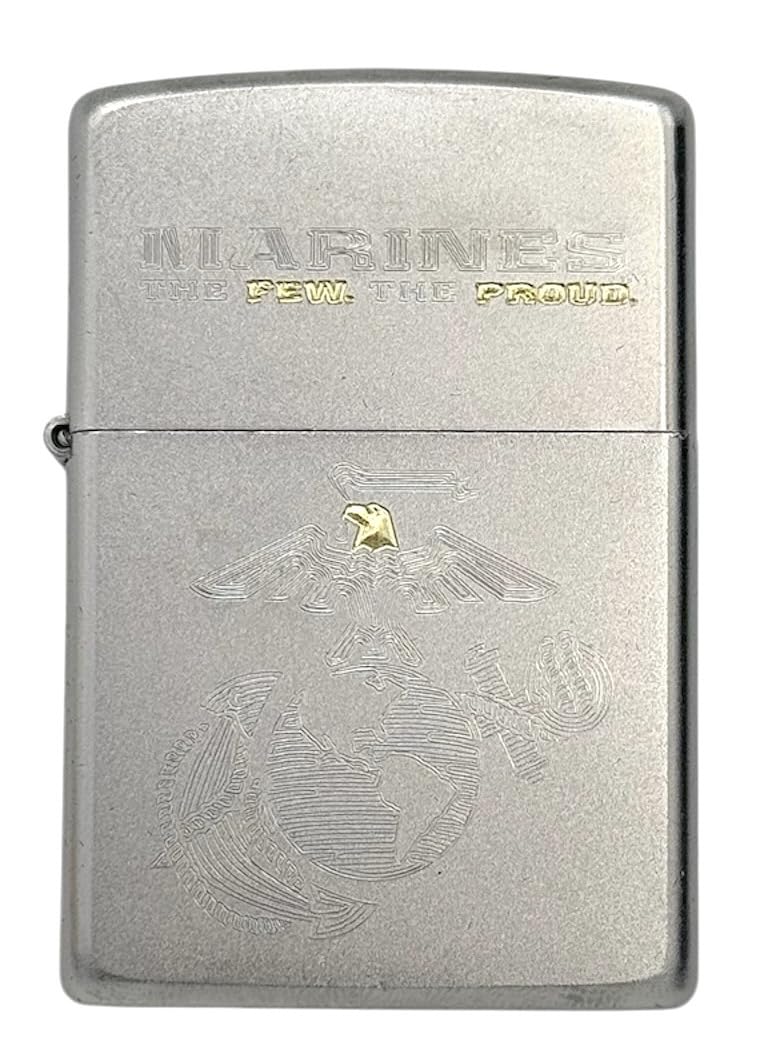 Custom Personalized Zippo U.S. Marine Corps Classic Windproof lighters - Free Engraving - Christmas, Halloween & Valentines Day Gift (Satin EN)