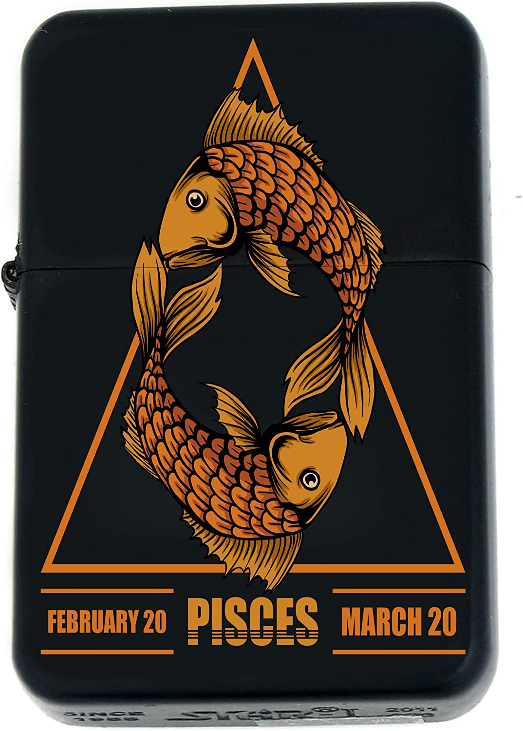 GIFTS INFINITY-Personalized Birthday Zodiac Signs Windproof Lighters-Black Matt (Pisces 2)