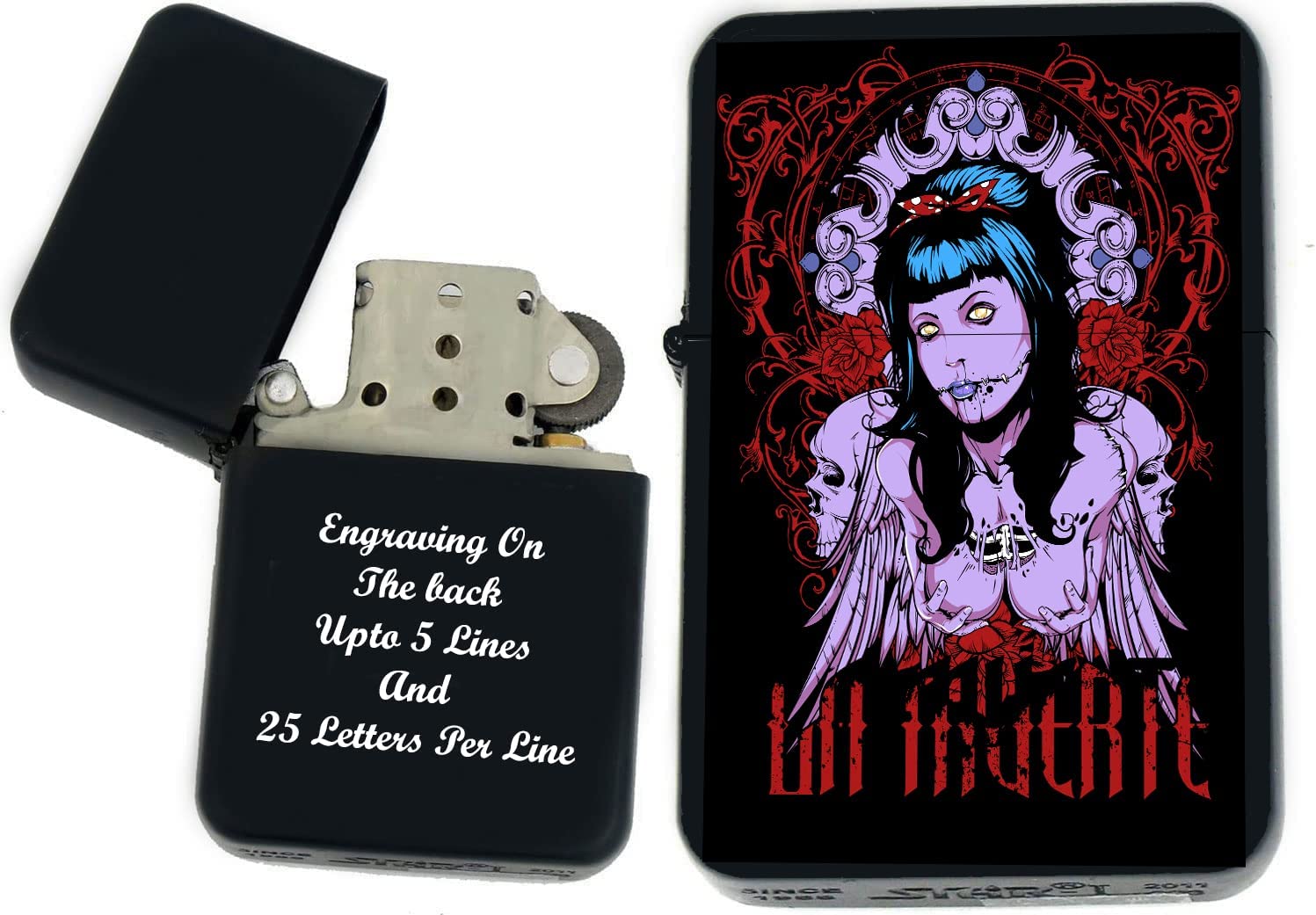 GIFTS INFINITY-Personalized Bikers Motor Cycle Speed Racers Lighters–Black Matt (MC-24)