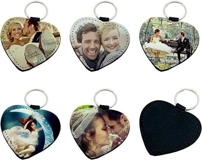 Gifts Infinity Personalized Photo Heart, Round, Rectangle Shape Leather Keychain - Print any Pic or Logo you need.