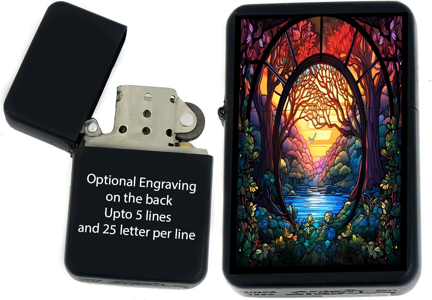Personalizied Custom Tree of Life, Sunset - Unique Collectible s Infinity Color UV Black Matt Windproof Lighters! (TF-20) - Christmas, Halloween & Valentines Day Gift
