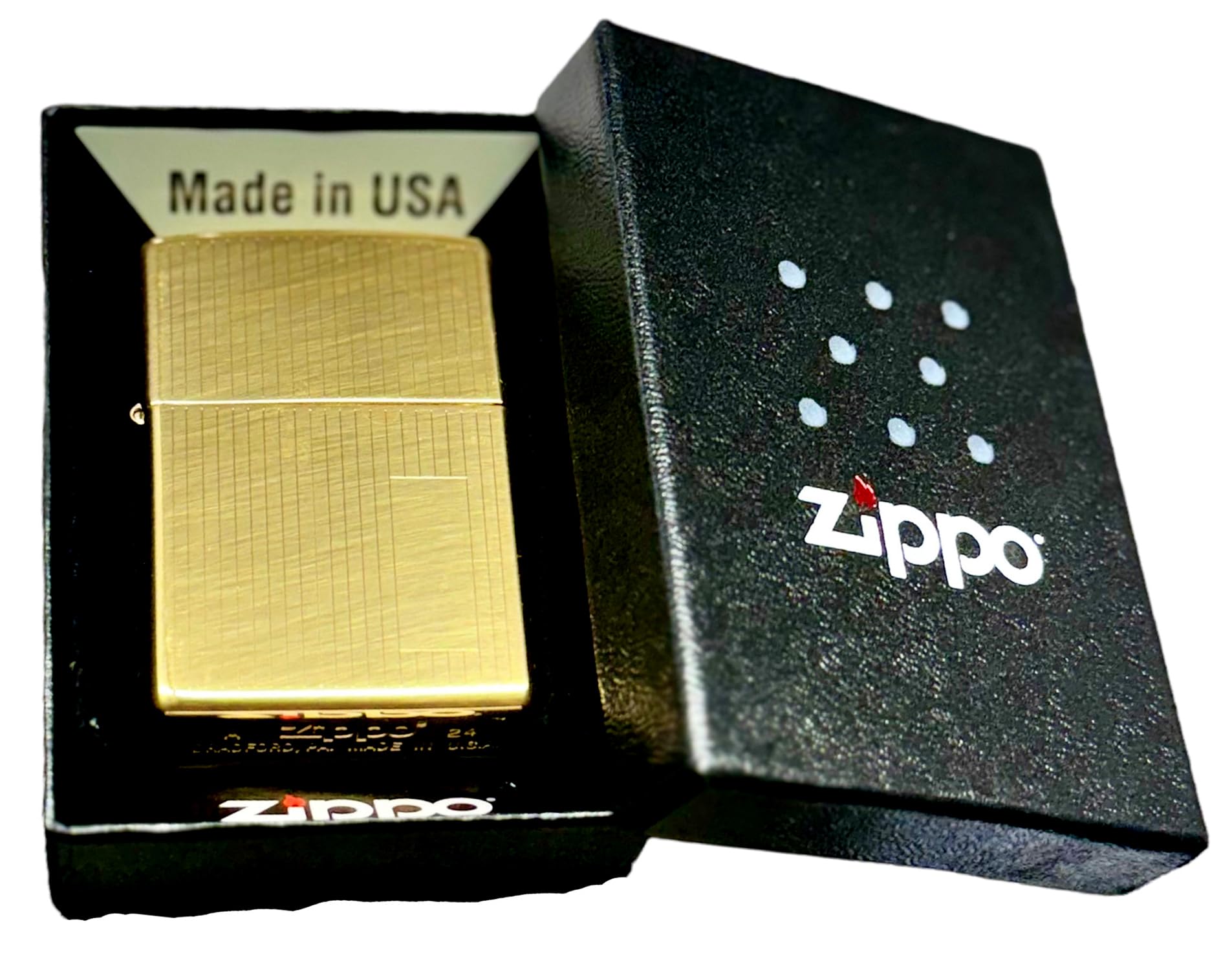 Personalized The Striped Design ZIPPO Lighter - Free Engraving - Christmas, Halloween & Valentines Day Gift (Gold)