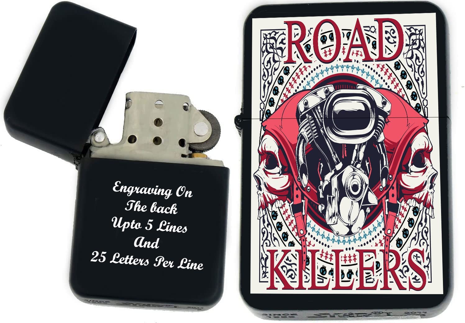 GIFTS INFINITY-Personalized Bikers Motor Cycle Speed Racers Lighters–Black Matt(MC-17)