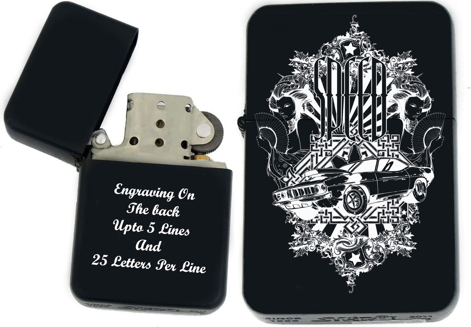 GIFTS INFINITY-Personalized Bikers Motor Cycle Speed Racers Lighters -Black Matt (MC-2)