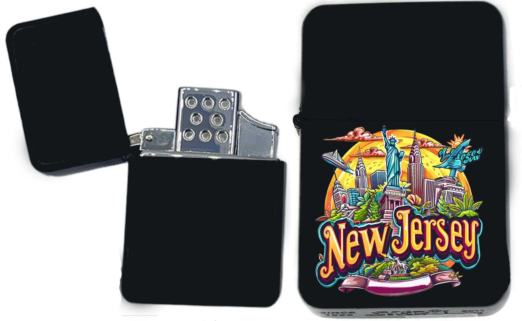 USA States Landmarks with Capitals Unique Collectible s Infinity Black Matt Tourch Lighters! (A-N) (New Jersey) - Christmas, Halloween & Valentines Day Gift