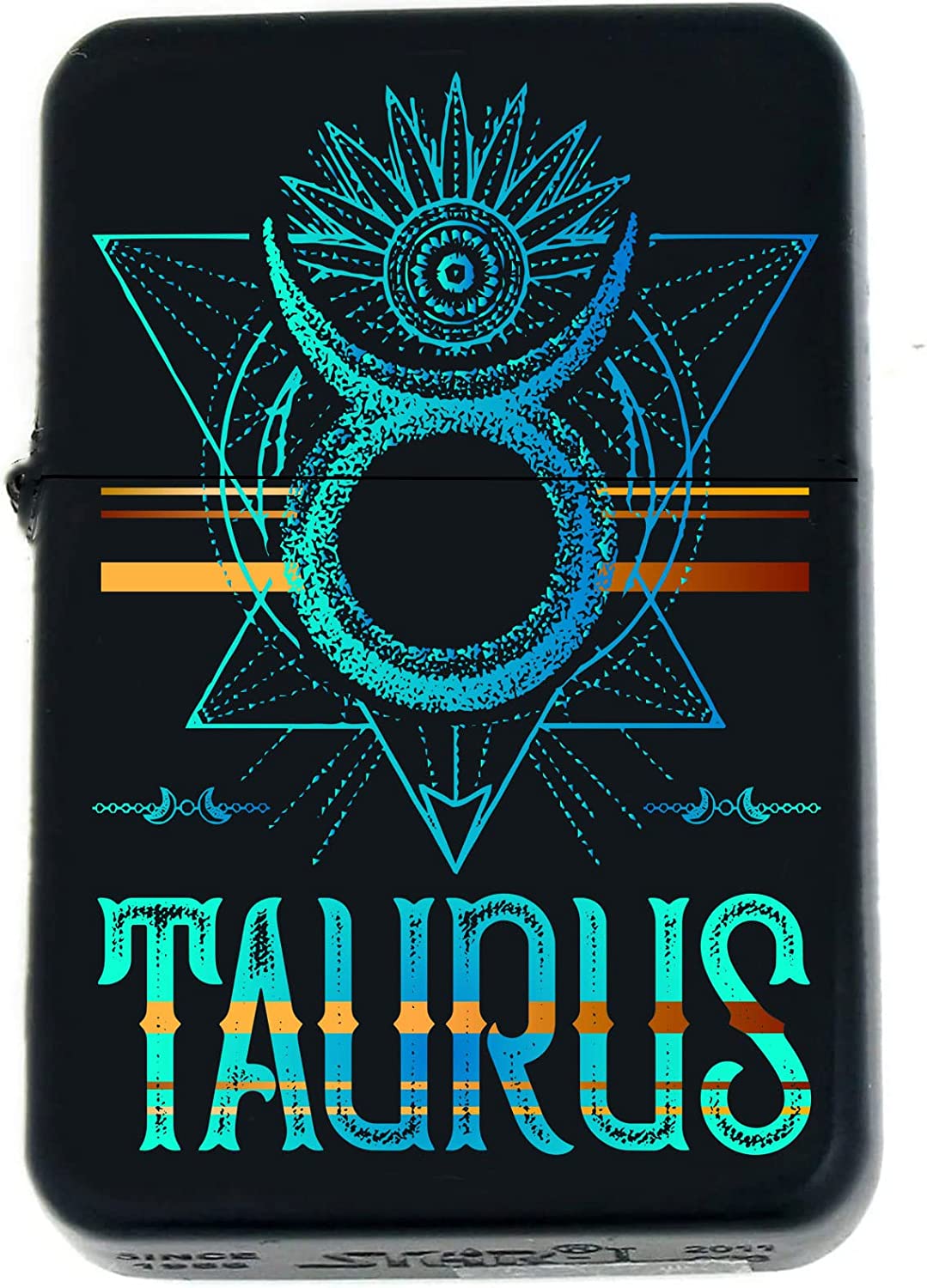 GIFTS INFINITY-Personalized Birthday Zodiac Signs Windproof Lighters-Black Matt (Taurus)