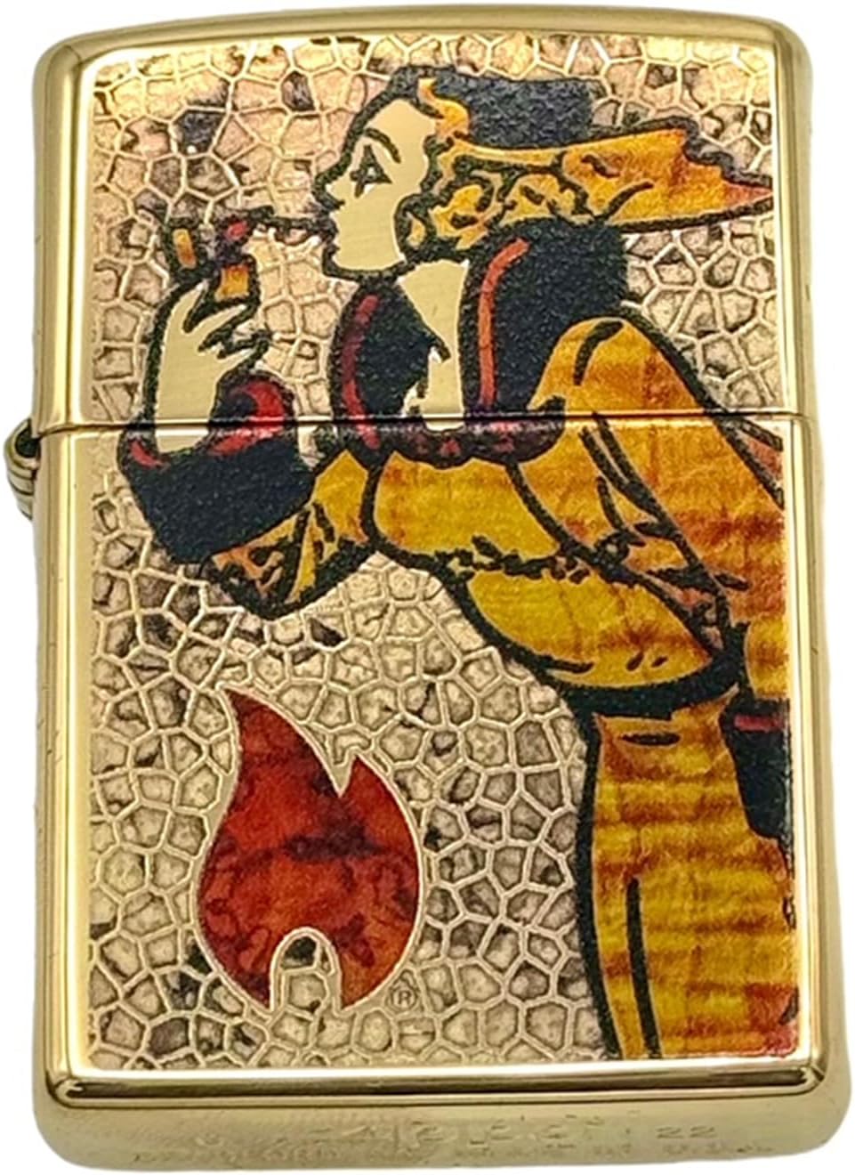 Personalized Zippo High Polsih Chrome Windy Girl Lighter Classic - Engraving (Gold Fuzion)