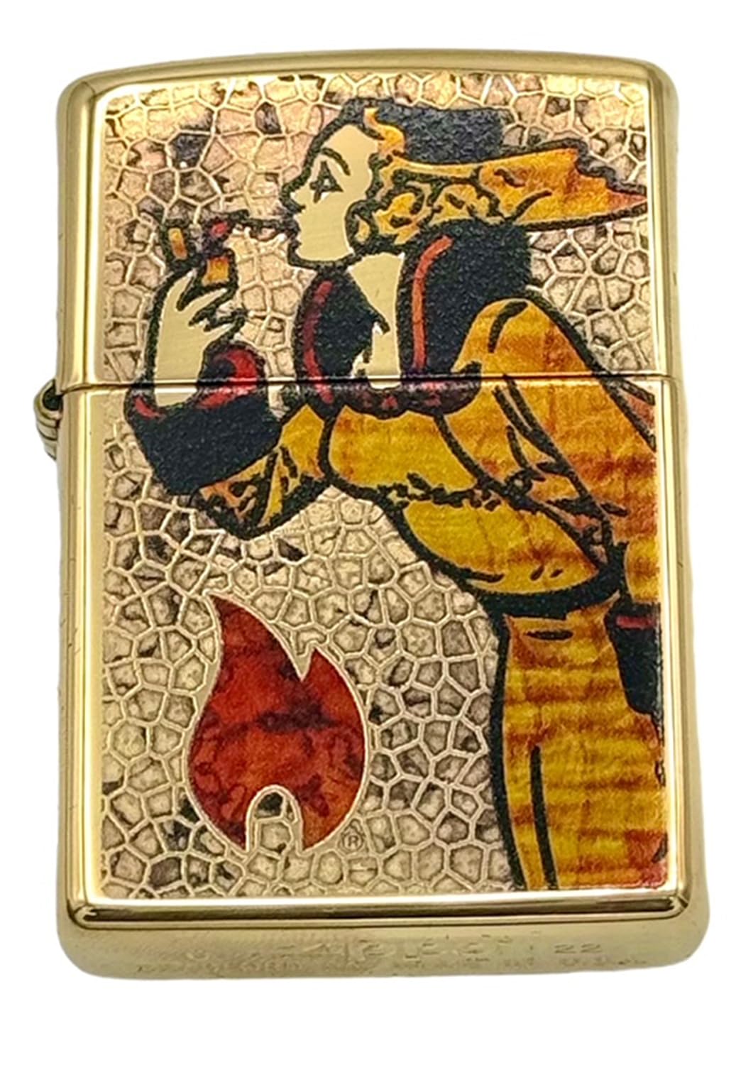 Personalized Zippo High Polsih Chrome Windy Girl Lighter Classic - Engraving (Gold Fuzion)