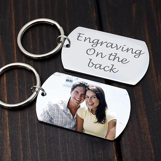Gifts Infinity Personalized custom photo keychain and text engraved on the back
