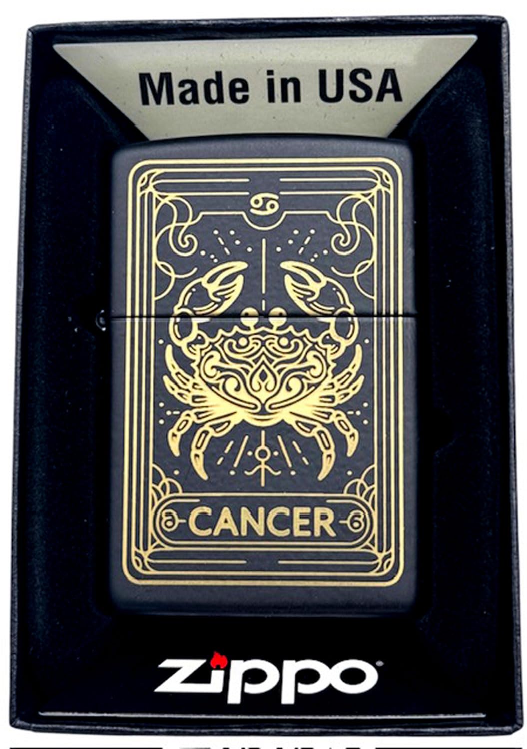 Zippo Lighter - Personalized Custom Message Engraved on Backside Zodiac, Horoscope Sign Cancer)