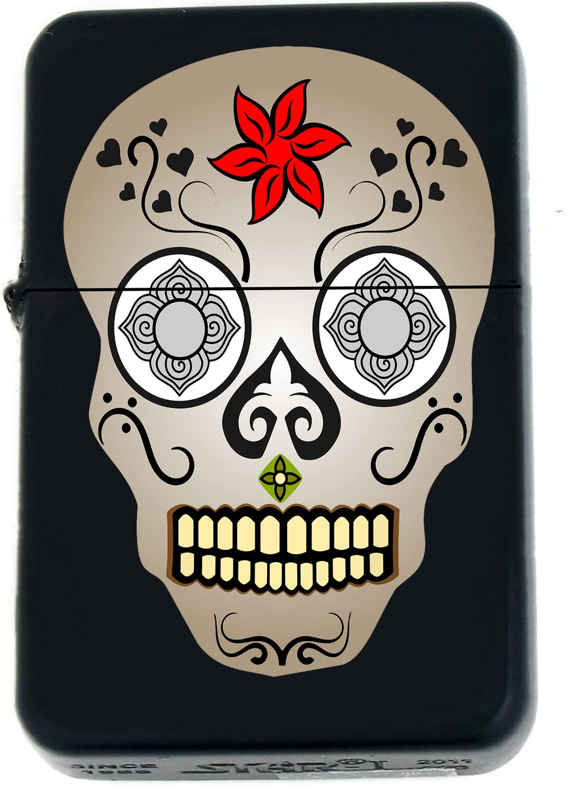 Custom Suger Skull - Available UV Color Printed Unique Collectible s Infinity Black Matt Windproof Lighters! (N Lover) (SK-1) - Christmas, Halloween & Valentines Day Gift