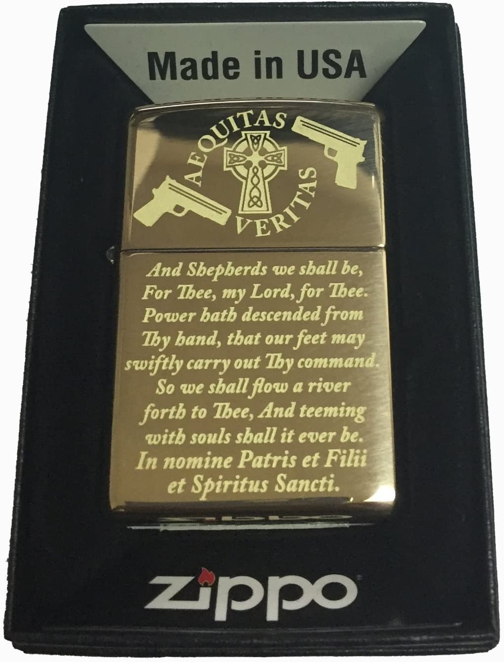 Boondock Saints Prayer Zippo Lighter Brush Gold