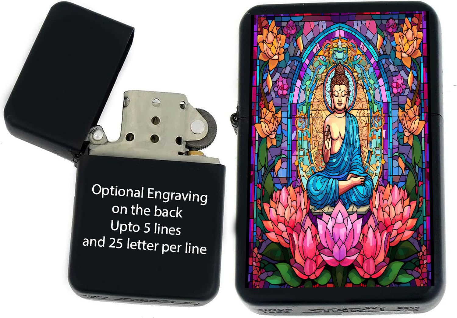 Personalizied Custom Budhha - Unique Collectible s Infinity Black Matt Windproof Lighters! (BH-16) - Christmas, Halloween & Valentines Day Gift