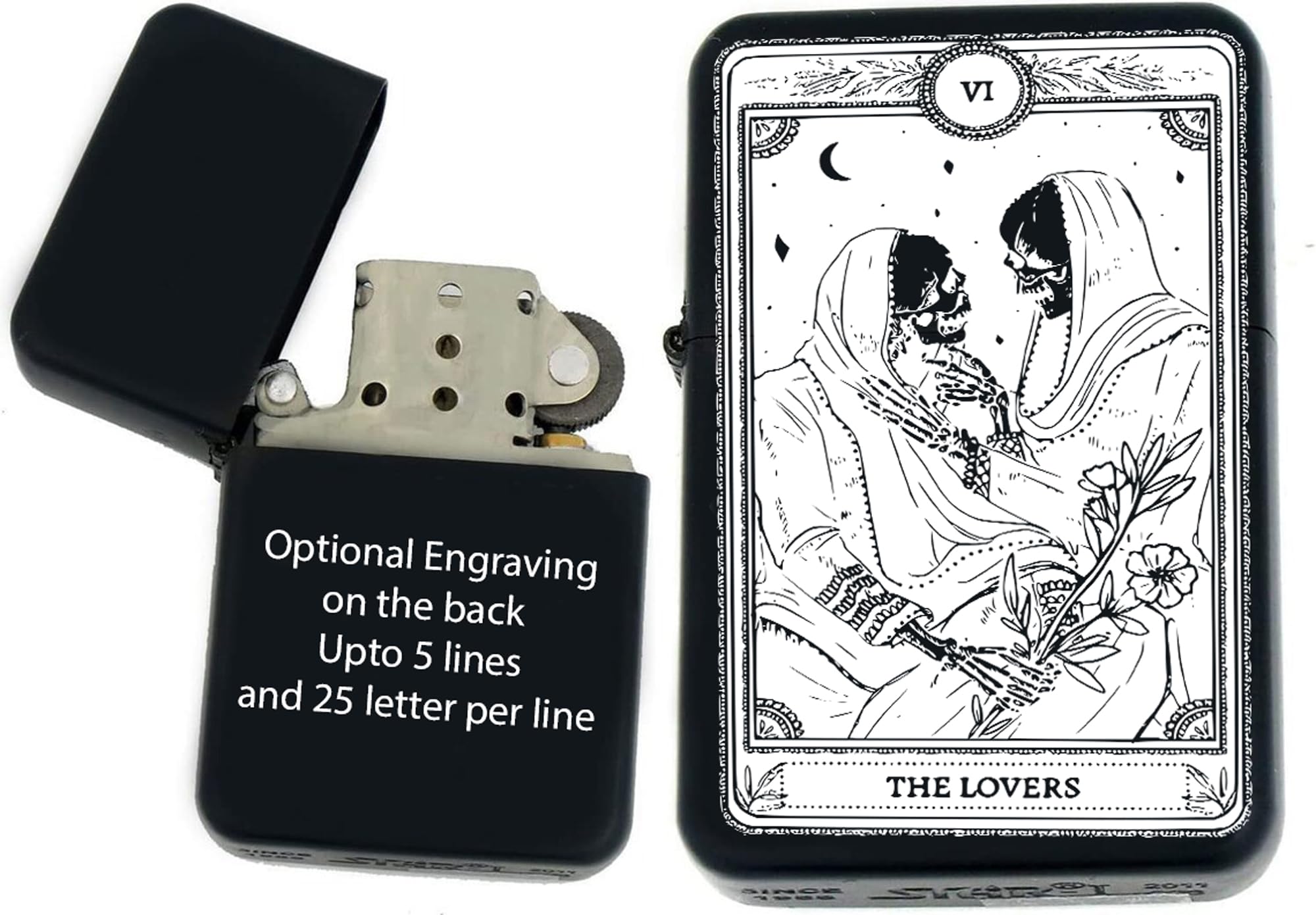 Custom Tarot Card - Major Arcana Cards Available Unique Lovers s Infinity Black Matt Windproof Lighters! (104) - Christmas, Halloween & Valentines Day Gift