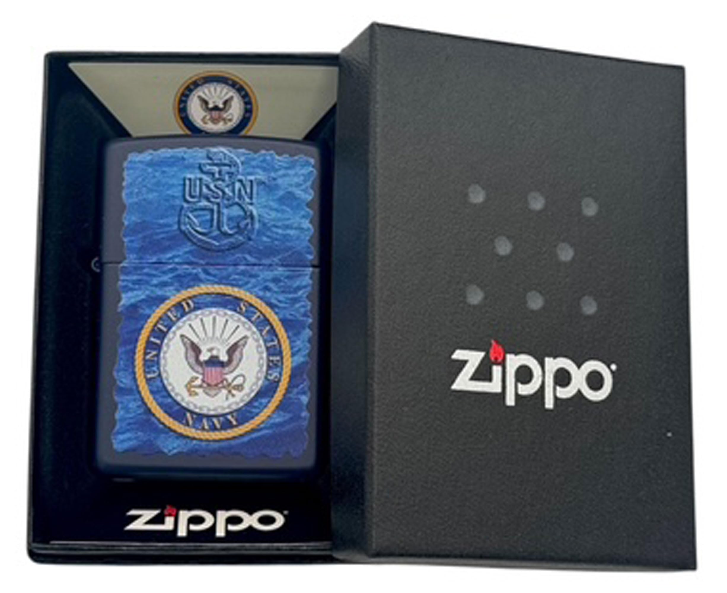 Custom Personalized Classic Zippo US Navy Windproof Lighter Engraving - Christmas, Halloween & Valentines Day Gift (Navy Blue)