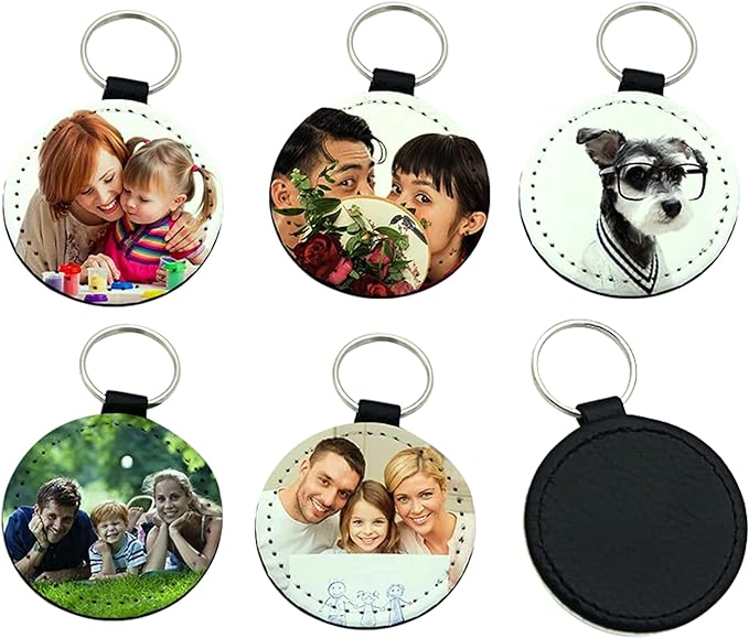 Gifts Infinity Personalized Photo Heart, Round, Rectangle Shape Leather Keychain - Print any Pic or Logo you need.