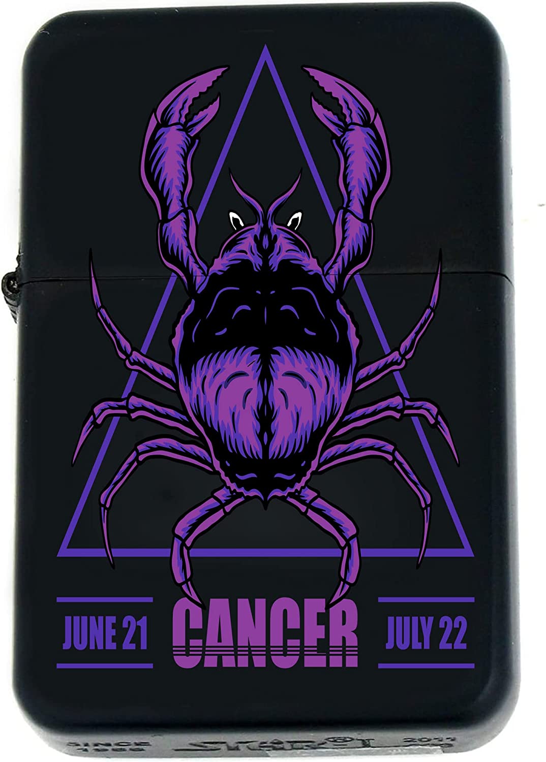GIFTS INFINITY-Personalized Birthday Zodiac Signs Windproof Lighters-Black Matt (Cancer 2)