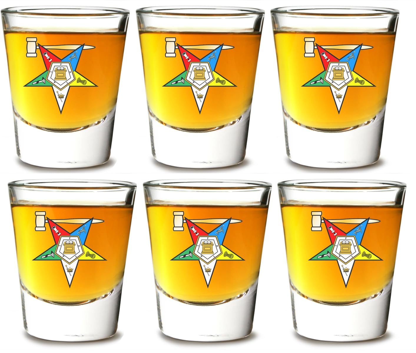 GIFTS INFINITY Set Of 6 1.5oz Shot Glasses UV Printed Masonic, OES Past Matron, Shriner, 32nd Degree Scottish Rite, 33rd Degree Scottish Rite, Past-Master (OES Past Matron)