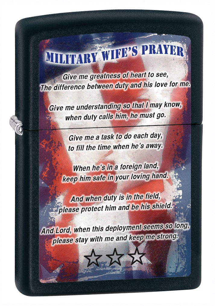 Zippo Matte Military Wives Prayer Lighter (Black, 5 1/2 x 3 1/2-Cm)