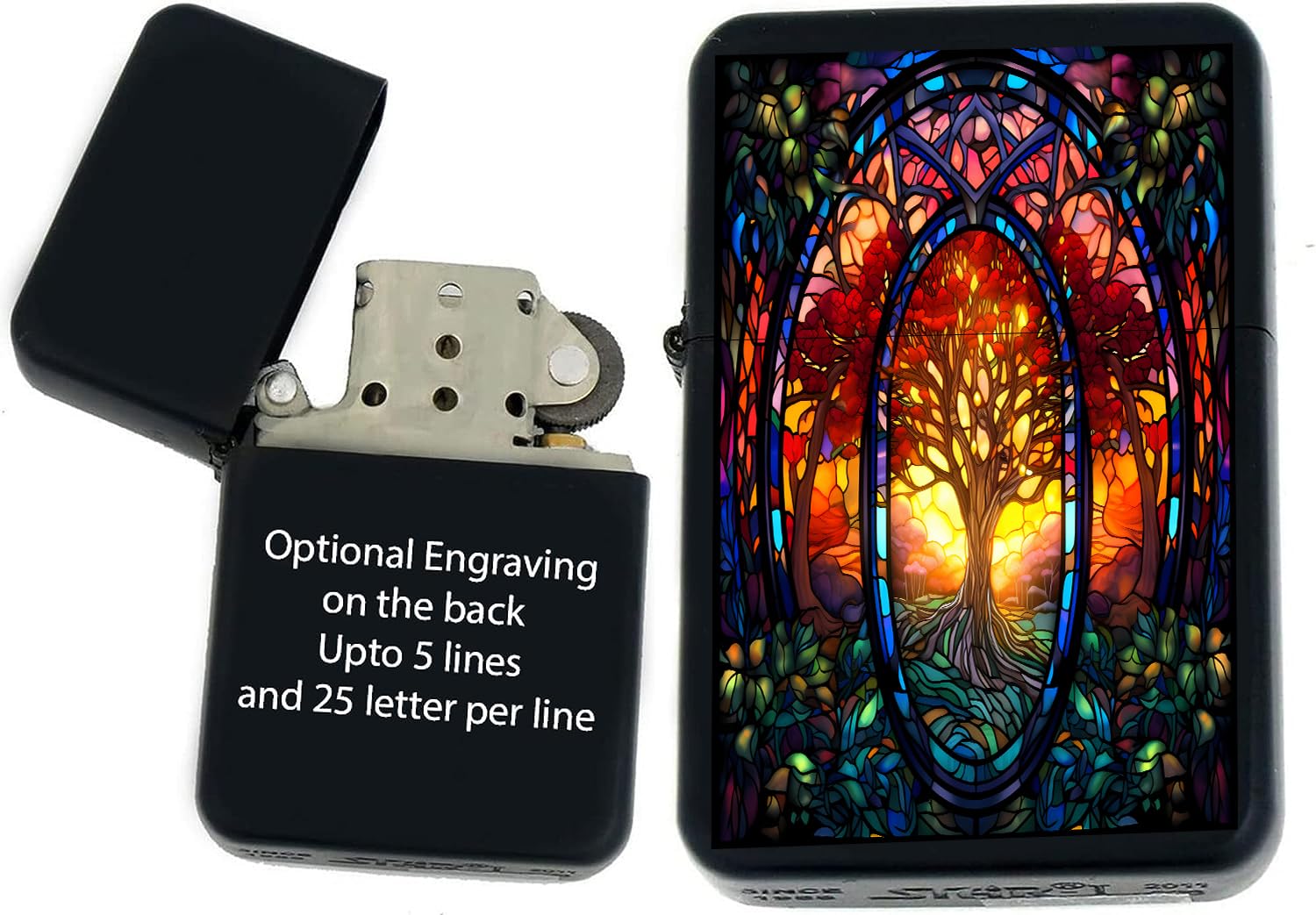 Personalizied Custom Tree of Life, Sunset - Unique Collectible s Infinity Color UV Black Matt Windproof Lighters! (TF-21) - Christmas, Halloween & Valentines Day Gift